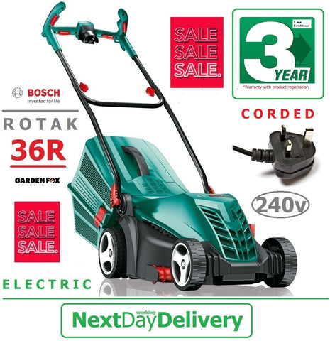 SALE best PRICE - £129.97 - BOSCH Rotak 36 R Electric Lawnmower 06008A6273 3165140816595 LA