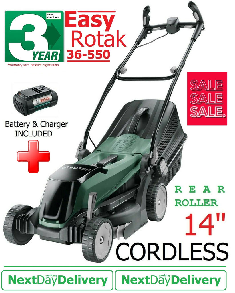 SALE best PRICE 229.97 BOSCH Easy ROTAK 36 550 Cordless LAWNMOWER GardenFOX LTD