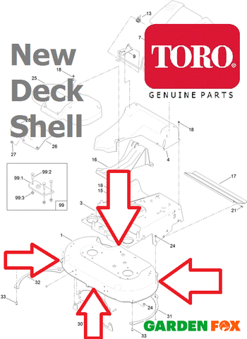 In Stock - £199.97 - GENUINE TORO Timemaster 30" DECK SHELL in RED - 136-5874