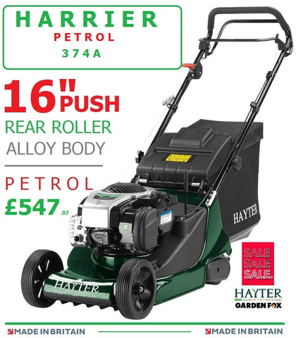 SALE PRICE -  £547.97 - HAYTER * CLICK & COLLECT or visit & purchase in store * new Hayter Harrier 41 16" Push Rear Roller Alluminium Body MOWER Code 374A LA H23