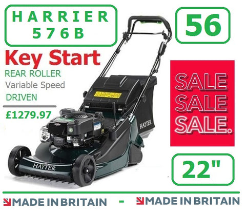SALE PRICE - £1279.97 - HAYTER ** CLICK & COLLECT or visit & purchase in store ** new Hayter Harrier 56 VS Autodrive Electric Button Start Rear Roller 22" MOWER - Code 576B LA SOH