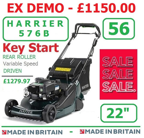 EX DEMO mdl SALE PRICE - £1150.00 - HAYTER ** CLICK & COLLECT or visit & purchase in store ** EX DEMO ( Like new 1 hour use )  HAYTER Harrier 56 VS Autodrive Electric Button Start Rear Roller 22" MOWER - Code 576B LA SOH