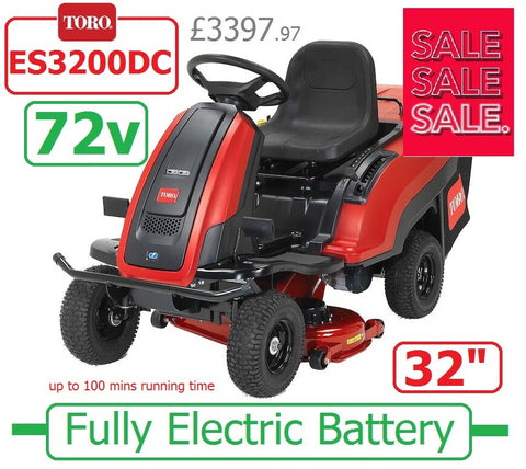 SALE PRICE - £3397.97 - TORO ES3200DC **CLICK & COLLECT or visit & purchase in store** new TORO ES75501 72V Fully ELECTRIC/Battery 32" Ride On Mower - RO