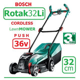 SALE Best PRICE - £249.97 - BOSCH ROTAK 32Li 36V Egroflex Cordless Mower 0600885D73 3165140895880 LA