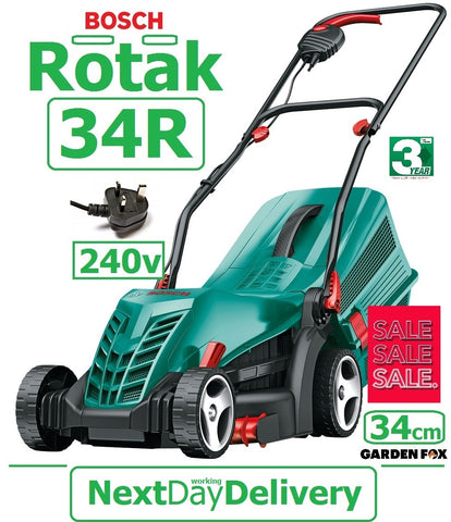 SALE PRICE - £104.97 - BOSCH Rotak 34R electric Rotary Mower 06008A6172 3165140746472 LA