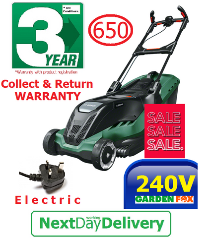SALE best PRICE 232.97 BOSCH Advanced ROTAK 650 Electric Mower Co GardenFOX LTD