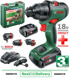 SALE best PRICE - £189.97 - BOSCH Advanced IMPACT18 Combi DRILL + 2 Batteries 06039B5177 4053423224986