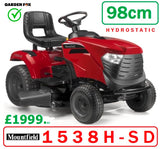 SALE best PRICE - £1999.97* - CLICK & COLLECT or visit & purchase in store for local delivery * - new MOUNTFIELD 1538H-SD Hydrostatic Transmission Key Start Ride on MOWER Side Discharge 38.5"/98cm 2T0620483/M25 RO