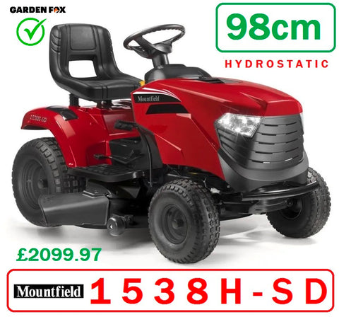 SALE best PRICE - £2099.97* - CLICK & COLLECT or visit & purchase in store for local delivery * - new MOUNTFIELD 1538H-SD Hydrostatic Transmission Key Start Ride on MOWER Side Discharge 38.5"/98cm 2T0620483/M25 RO