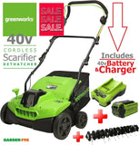 SALE PRICE £299.97 GreenWORKS 40V Cordless Lawn Scarifier & Dethatcher 6952909061078 with Battery LA