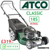SALE best PRICE £319.97* - CLICK & COLLECT or Visit store and Purchase ATCO CLASSIC 18S - 18" Driven Petrol Mower 2L0486047/MC £319.97 LA