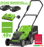SALE best PRICE £295.97 GreenWORKS 48V Cordless Battery Lawnmower 36cm G24X2LM36K2X 6952909062426 LA