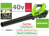 SALE best PRICE - £89.99 BARE - GreenWORKS - Axial 40V Cordless Garden BLOWER - GD40ABII 6952909072883 LV