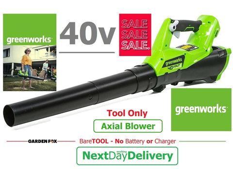SALE best PRICE - £89.99 BARE - GreenWORKS - Axial 40V Cordless Garden BLOWER - GD40ABII 6952909072883 LV