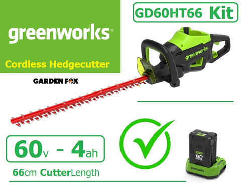 new £359.97 - GREENWORKS GD60HT66 60V 4.0AH 66cm Cordless HEDGECUTTER (KIT) 6952909070483+67100 HEC
