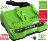 SALE PRICE £48.97 GreenWORKS 24v Twin Port Battery BATTERY CHARGER GWG24X2UC2 6952909062464