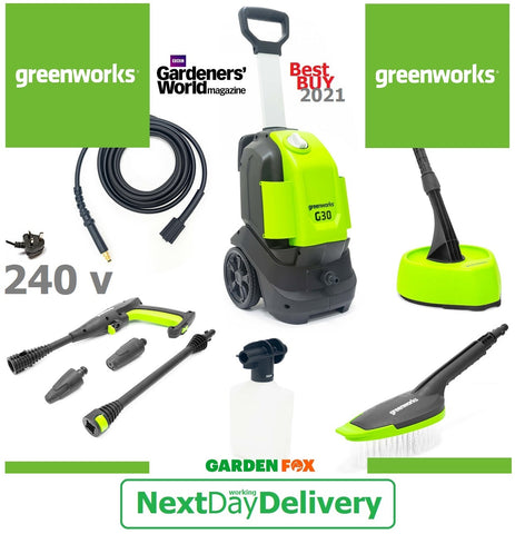 new £139.99 GreenWORKS G30 120 Bar Pressure Washer + Extras GWG30HG 6952909068244 PW