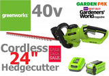 SALE best PRICE £189.99 Greenworks 40V 61cm (24”) Cordless Hedgetrimmer GWG40HT61K2 6952909019703 HEC