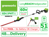 BARE - £199.97 - GreenWORKS 60V DigiPro 20" LONG REACH HEDGECUTTER GD60PHT51 6952909070490 HEC