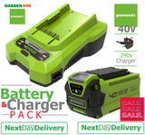 SALE PRICE - £129.99 GreenWORKS 40V 2.0AH Battery & Charger Pack GWGSK40B2 - 6952909068732