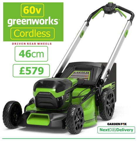 new - £579.99* - CLICK & COLLECT or visit & purchase in store * - GREENWORKS DigiPRO GD60LM46SPK4  Cordless 18" 46cm DRIVEN Lawnmower 6952909067445 LA