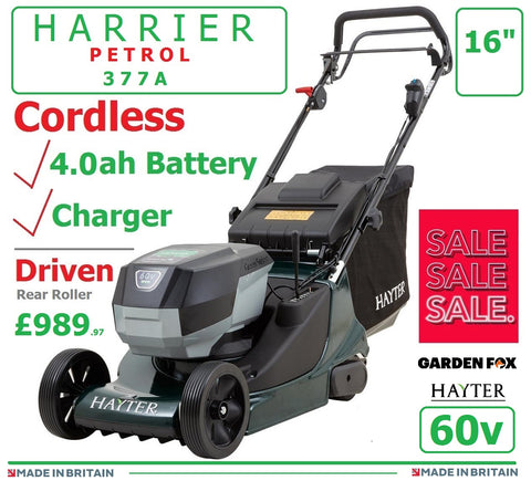 SALE PRICE - £989.97* CLICK & COLLECT or vistt & purchase in store** new Hayter Harrier 41 16" VS Autodrive Rear Roller MOWER 60V 4AH Code 377A - CORDLESS ( Battery ) LA £989.97 SOH