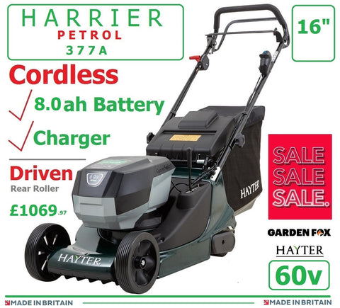 SALE PRICE - £1069.97* - CLICK & COLLECT OR visit & purchase in store ** new Hayter Harrier 41 16" VS Autodrive Rear Roller MOWER 60V 8.0AH Code 377A - CORDLESS ( Battery ) LA £1069.97 SOH