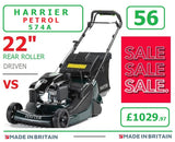SALE PRICE - £1079.97 - HAYTER ** CLICK & COLLECT or visit & purchase in store ** new Hayter Harrier 56 Autodrive Rear Roller 22" MOWER - Code 574A LA SOH