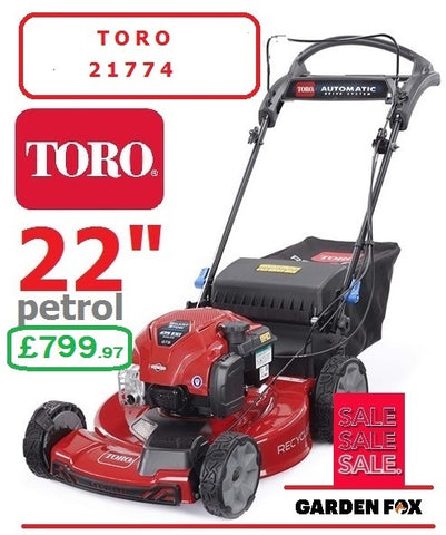 SALE best PRICE - £799.97* - TORO **** CLICK & COLLECT or visit and purchase in store **** new Toro SMARTSTOW 22" 55cm Steel Deck Recycler Petrol 3in1 MOWER 22" Code : 21774 LA