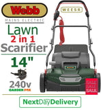 SALE best PRICE - £139.97 - WEBB WEESR 240v Mains Electric 2in1 Scarifier / Lawn Detatcher 5055661903998 LA ****PAY PAL & AMEX payments ONLY or call 0800 731 7008 to pay via VISA MASTERCARD****