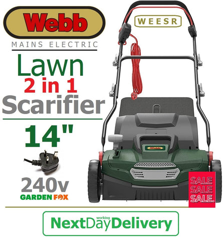 SALE best PRICE - £139.97 - WEBB WEESR 240v Mains Electric 2in1 Scarifier / Lawn Detatcher 5055661903998 LA ****PAY PAL & AMEX payments ONLY or call 0800 731 7008 to pay via VISA MASTERCARD****