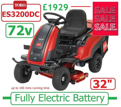 Bargin SALE PRICE - £1929.97* - TORO ES3200DC **CLICK & COLLECT or visit & purchase in store** new TORO ES75501 72V Fully ELECTRIC/Battery 32" Ride On Mower - RO 75501   DEPOSIT