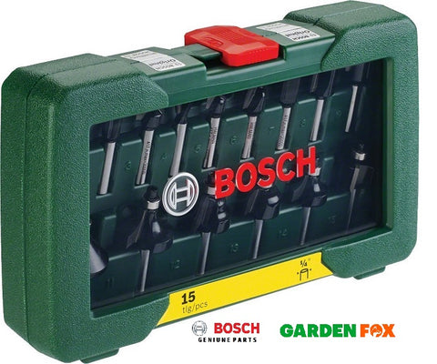 New £58.97 BOSCH 15 Piece Router Set POF-1200 & 1400 2607019468 3165140415866