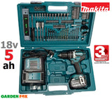 new £226.97 MAKITA DHP484STX5 18v Combi Drill BL 5.0Ah Battery & Accessory Set 0088381726191
