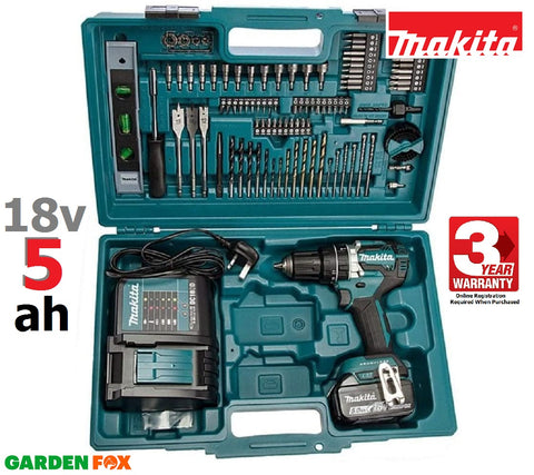 new £226.97 MAKITA DHP484STX5 18v Combi Drill BL 5.0Ah Battery & Accessory Set 0088381726191