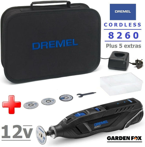 SALE PRICE £149.97 DREMEL 8260-5 12v 3ah Cordless MULT-TOOL Kit F01382 –  GardenFOX LTD