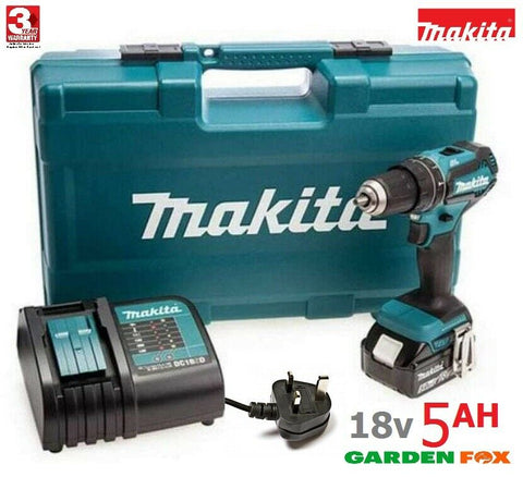 new £226.97 MAKITA DHP484STX5 18v Combi Drill BL 5.0Ah Battery & Accessory Set 0088381726191