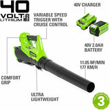 SALE best PRICE £209.97 Greenworks Axial40V Cordless Battery Garden Blower GD24X2BVK2X 6952909076034 LV