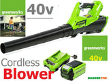 SALE best PRICE £209.97 Greenworks Axial40V Cordless Battery Garden Blower GD24X2BVK2X 6952909076034 LV