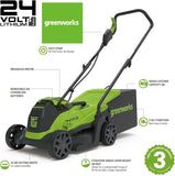 SALE PRICE - £179.99 - GreenWORKS 24V 2.0AH Cordless Battery Mower 33cm GWGD24LM33K2 6952909079189 LA