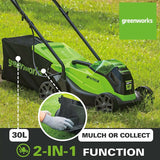 SALE PRICE - £179.99 - GreenWORKS 24V 2.0AH Cordless Battery Mower 33cm GWGD24LM33K2 6952909079189 LA
