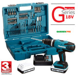 new £122.97 MAKITA G-Series 18V Combi Drill Set Cordless & Case HP457DWE10 0088381811576
