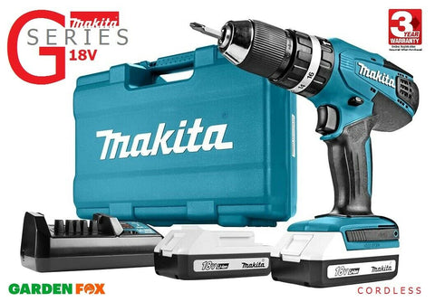new £122.97 MAKITA G-Series 18V Combi Drill Set Cordless & Case HP457DWE10 0088381811576
