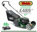 new £489.97 - Webb **** CLICK & COLLECT or purchase in store **** Webb 17" 40v RR17liP Rear Roller 17" Push Lawnmower CORDLESS WERR17LiP LA