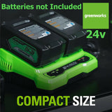 SALE PRICE £48.97 GreenWORKS 24v Twin Port Battery BATTERY CHARGER GWG24X2UC2 6952909062464