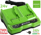SALE PRICE £48.97 GreenWORKS 24v Twin Port Battery BATTERY CHARGER GWG24X2UC2 6952909062464