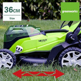 SALE best PRICE £295.97 GreenWORKS 48V Cordless Battery Lawnmower 36cm G24X2LM36K2X 6952909062426 LA