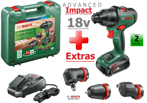 new £189.97 Bosch AdvancedIMPACT18 Combi DRILL + 3 Extras 06039B5176 4053423224979