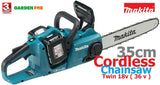 SALE PRICE - £474.97 - MAKITA DUC353PT2 Twin18V (36V) Li LXT 14" BL CORDLESS CHAINSAW 0088381856270 CS